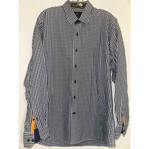 Cote Opera Paris Formal Shirt button down blue gingham size 17 43